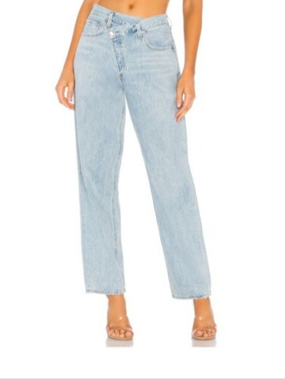 AGOLDE Criss Cross Jeans Women's Size 26 Light Wash 100% Cotton Raw Hem Made Usa